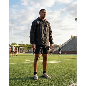 Starter Black Red Track Jacket Hooded Full Zip Lightweight Athletic Mens XL 90s‎